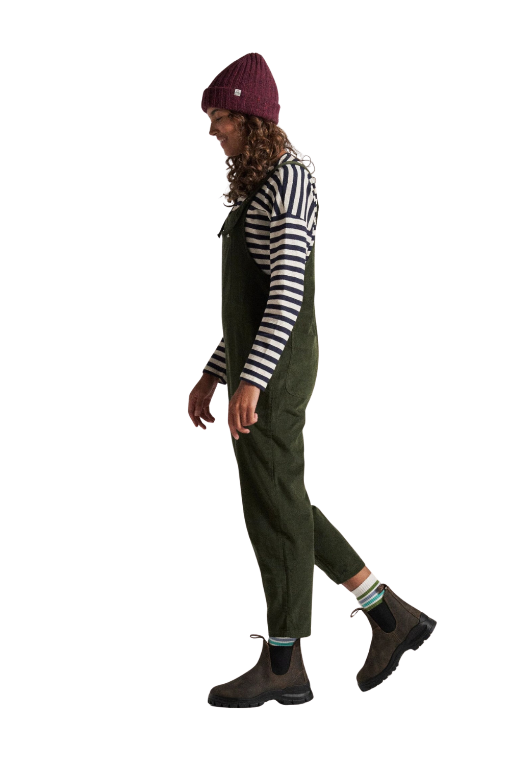 Passenger Meadows Womens Organic Cotton Corduroy Dungarees Fir Tree