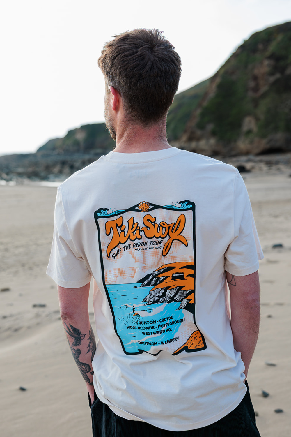Tiki Surf Tour Mens T-Shirt Vintage White