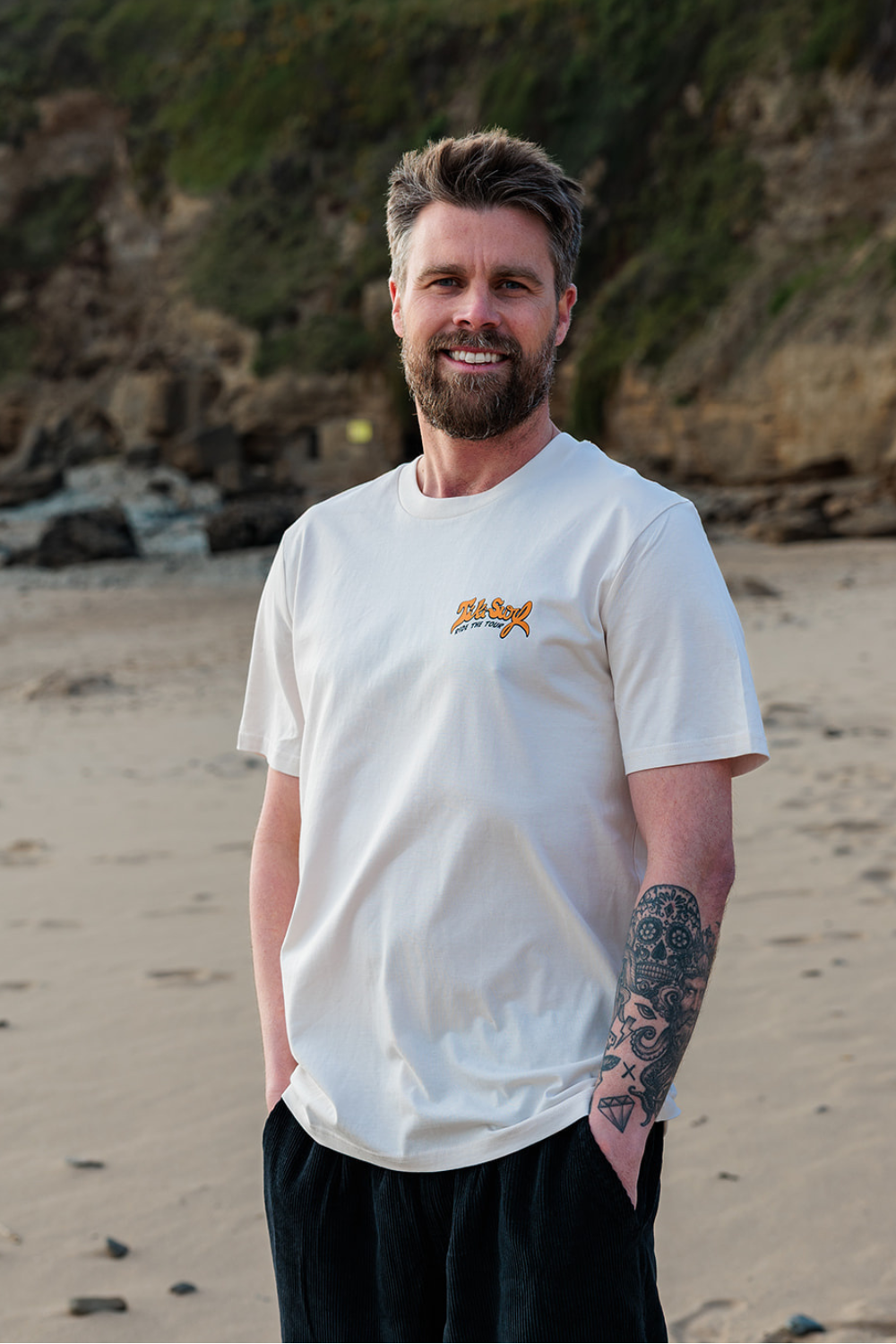 Tiki Surf Tour Mens T-Shirt Vintage White