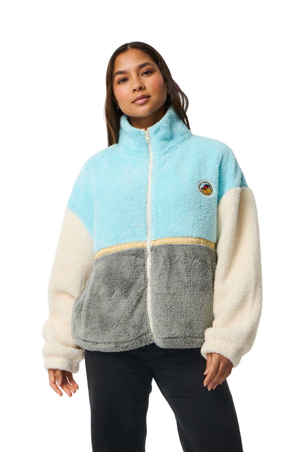 Rip Curl Surf Revival Heritage Womens Full Zip Polar Fleece Light Blue