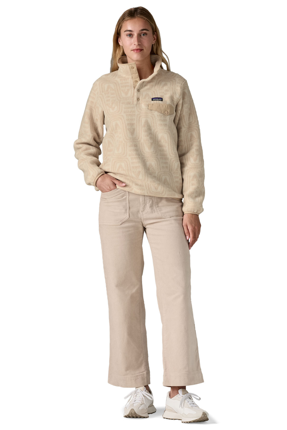 Patagonia Womens Light Weight Synch Snap-T Pullover Flow Dyno White