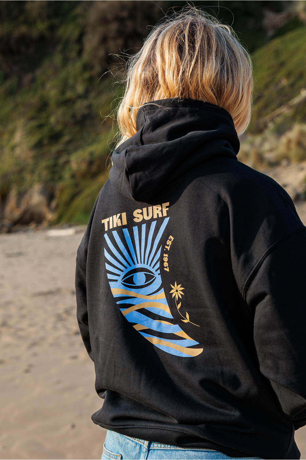 Tiki Fin Womens Hoodie Black