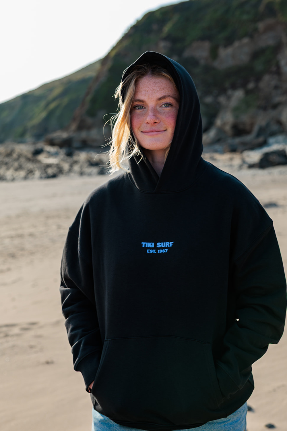 Tiki Fin Womens Hoodie Black