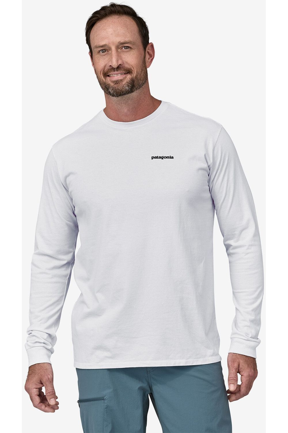 Patagonia LS P-6 Logo Responsibili T-Shirt White
