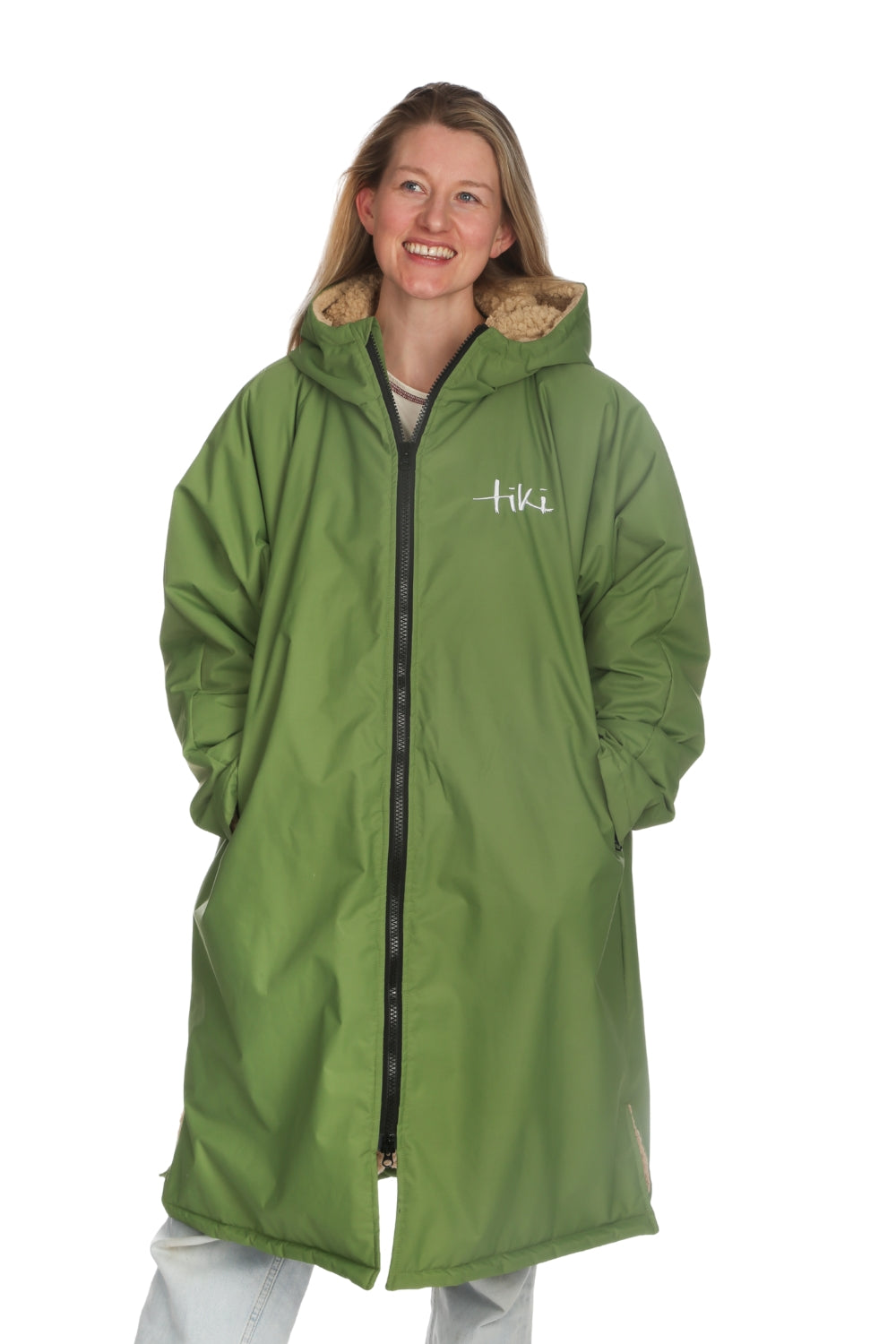 Tiki Tech Robe Green With Taupe Lining