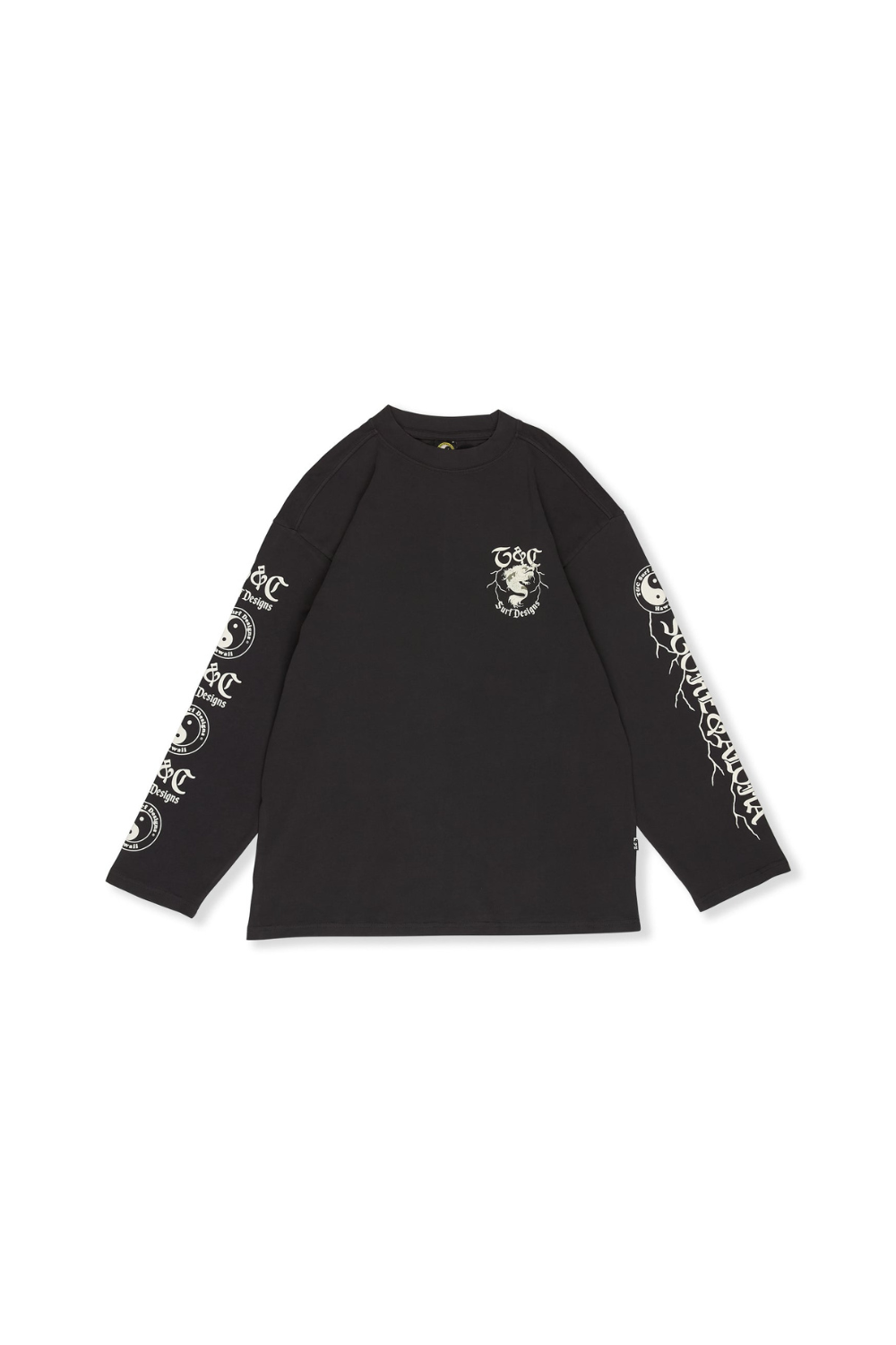 T&C Surf Designs Koï Lightning Mens Long Sleeve T-Shirt Fatigue Black