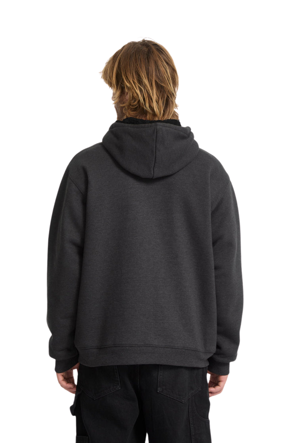 Volcom Single Stone Mens Lined Full Zip Hoodie Heather Black