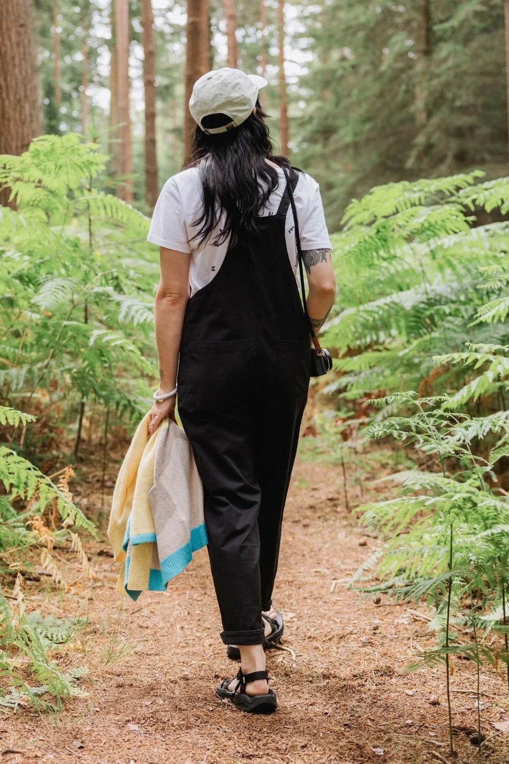 Passenger Meadows Womens Organic Cotton Dungarees Black