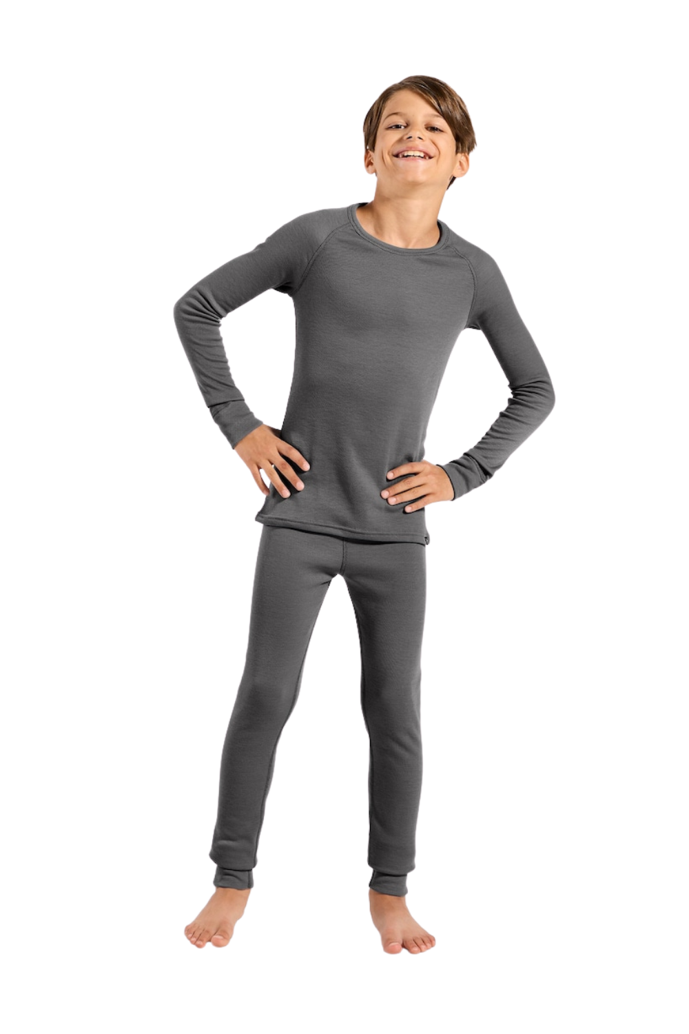 Odlo Active Warm Kids Base Layer Top Steel Grey Melange