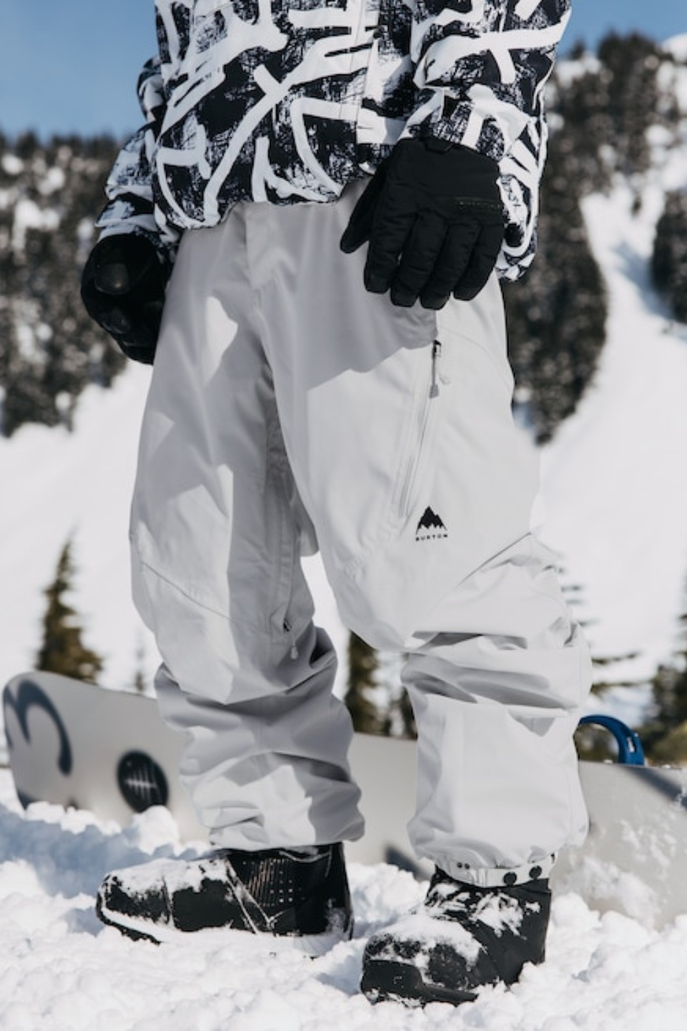 Burton Mens Reserve 2L Relaxed Snow Pants Gray Cloud