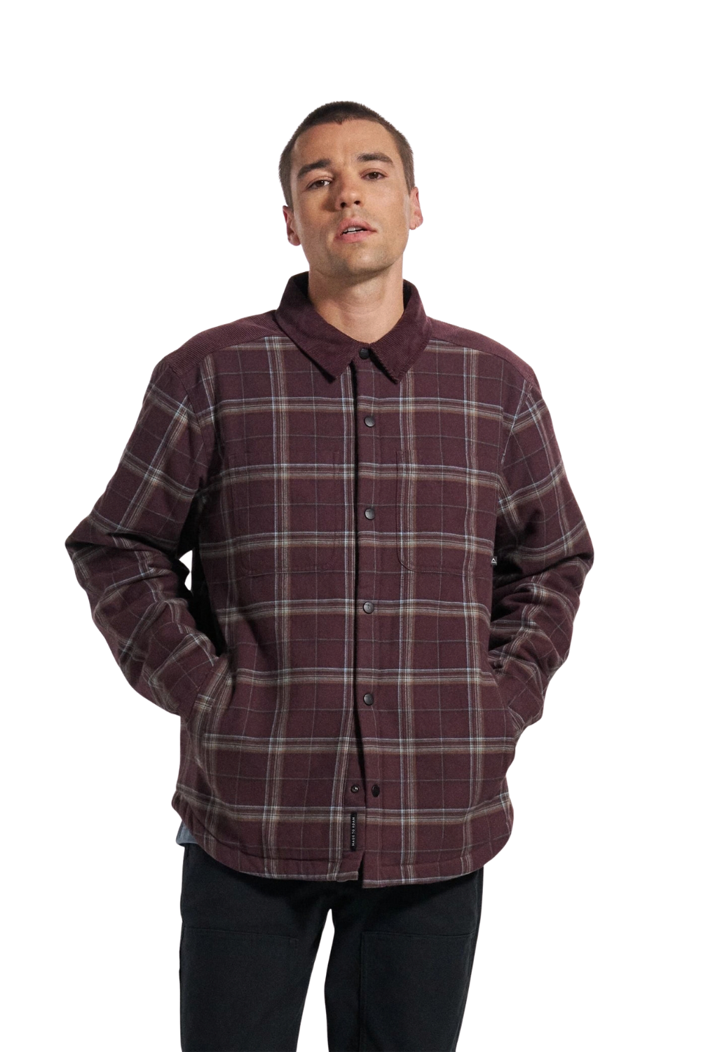 Passenger Kodiak Mens Sherpa Lined Overshirt Brambleberry Check