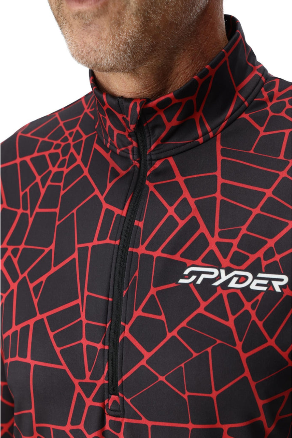 Spyder Mens Podium Half Zip Thermal Base Layer Top Spyder Red