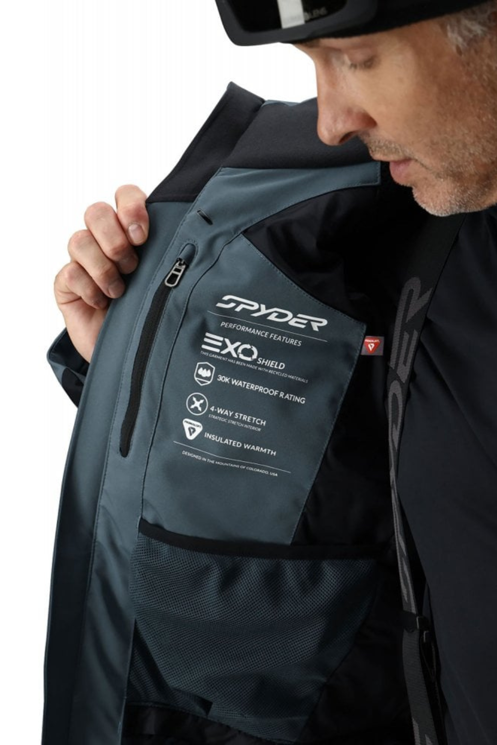 Spyder Mens Titan Insulated Snow Jacket Black/Slate Blue
