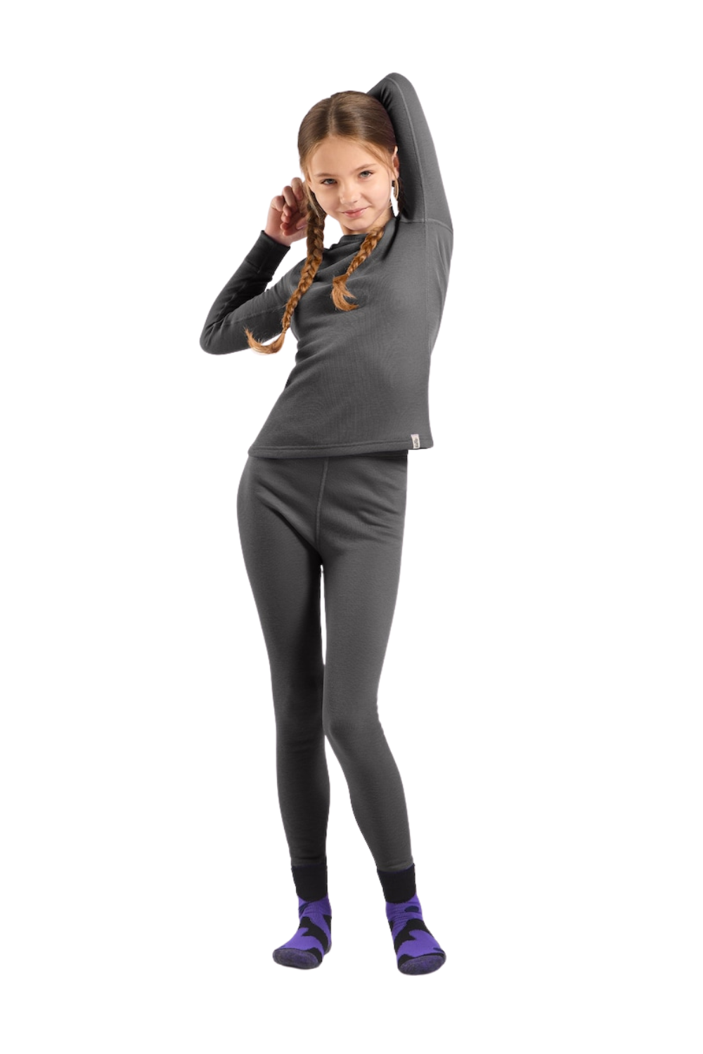 Odlo Active Warm Kids Base Layer Pants Steel Grey Melange