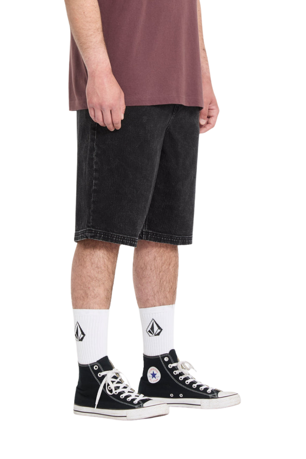 Volcom Freazy Denim Mens Elasticated Waist 22" Shorts Blackity Black