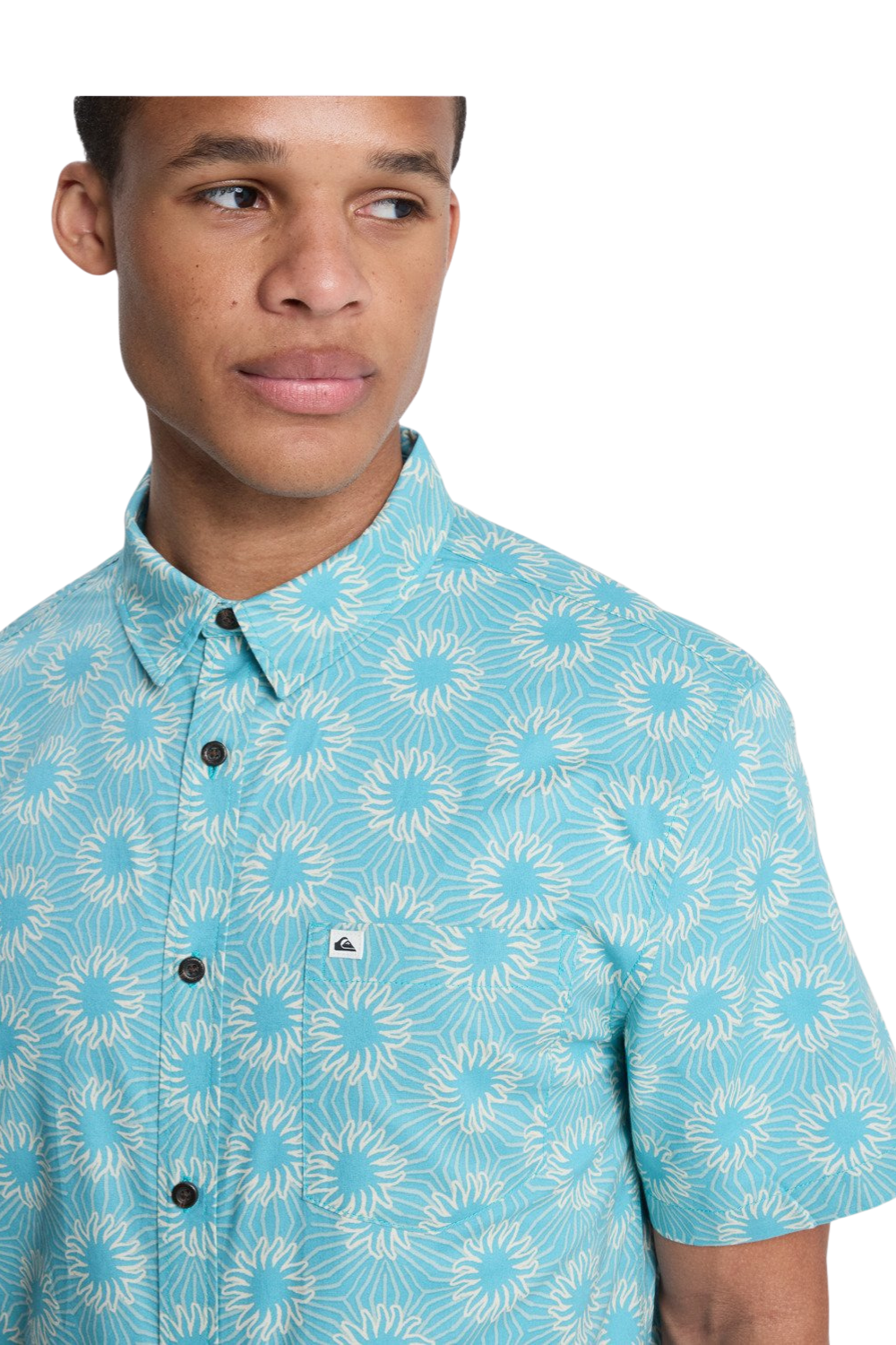 Quiksilver Apero Classic Mens Short Sleeve Shirt Aqua Ocean Mayhem 32