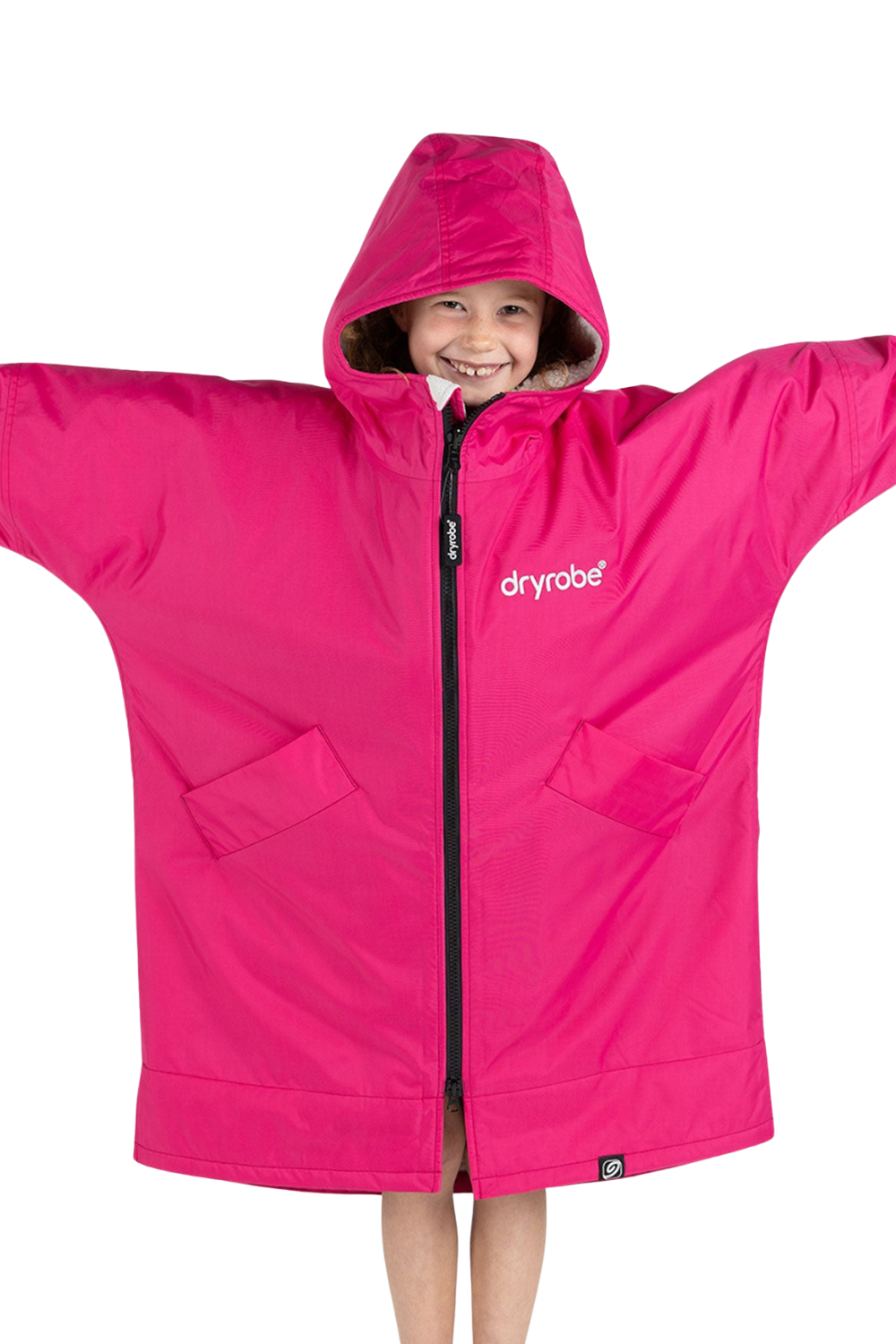 Dryrobe Advance Kids Long Sleeve Changing Robe Pink Light Grey