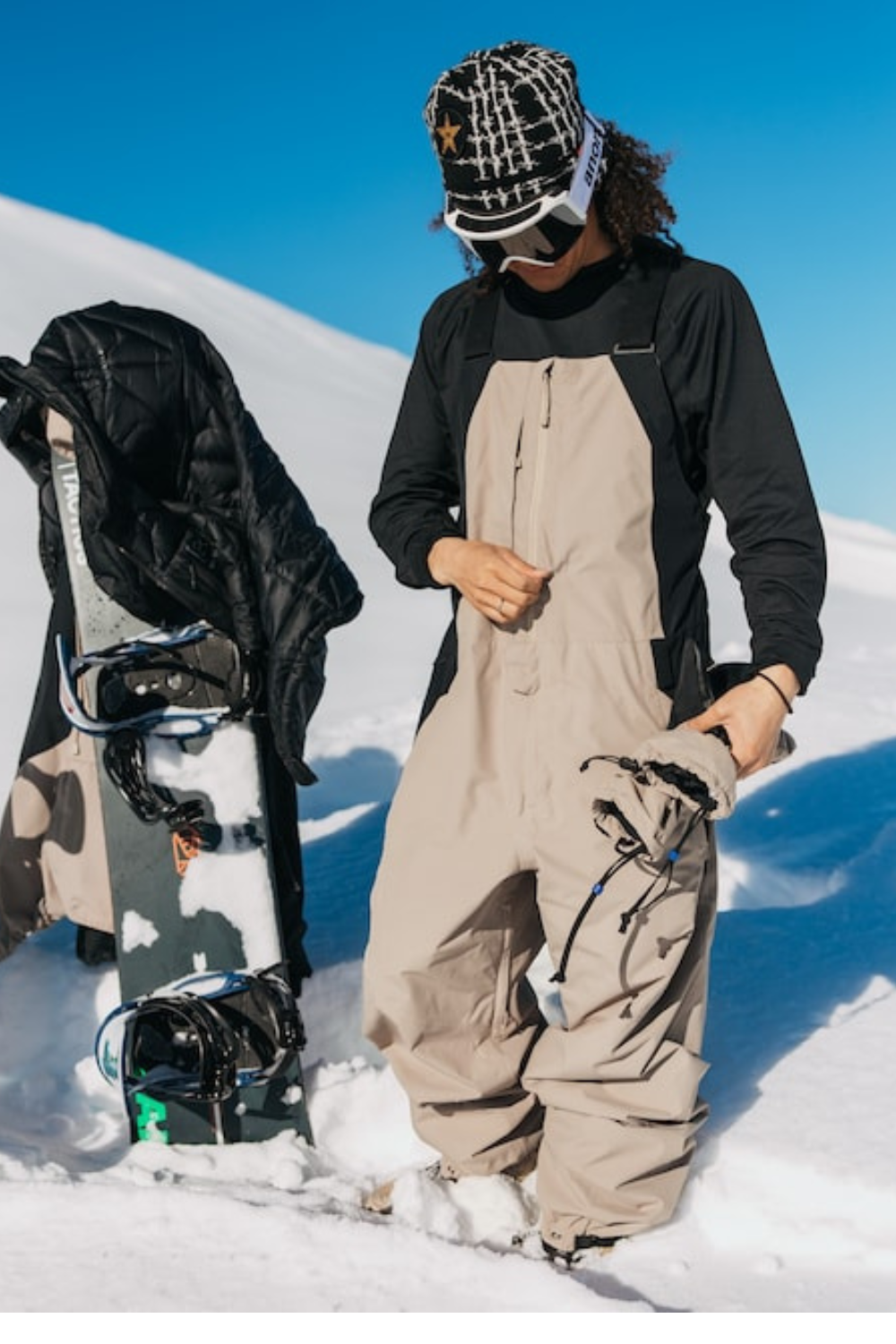 Burton Mens Reserve 2L Relaxed Bib Snow Pants Summit Taupe/True Black