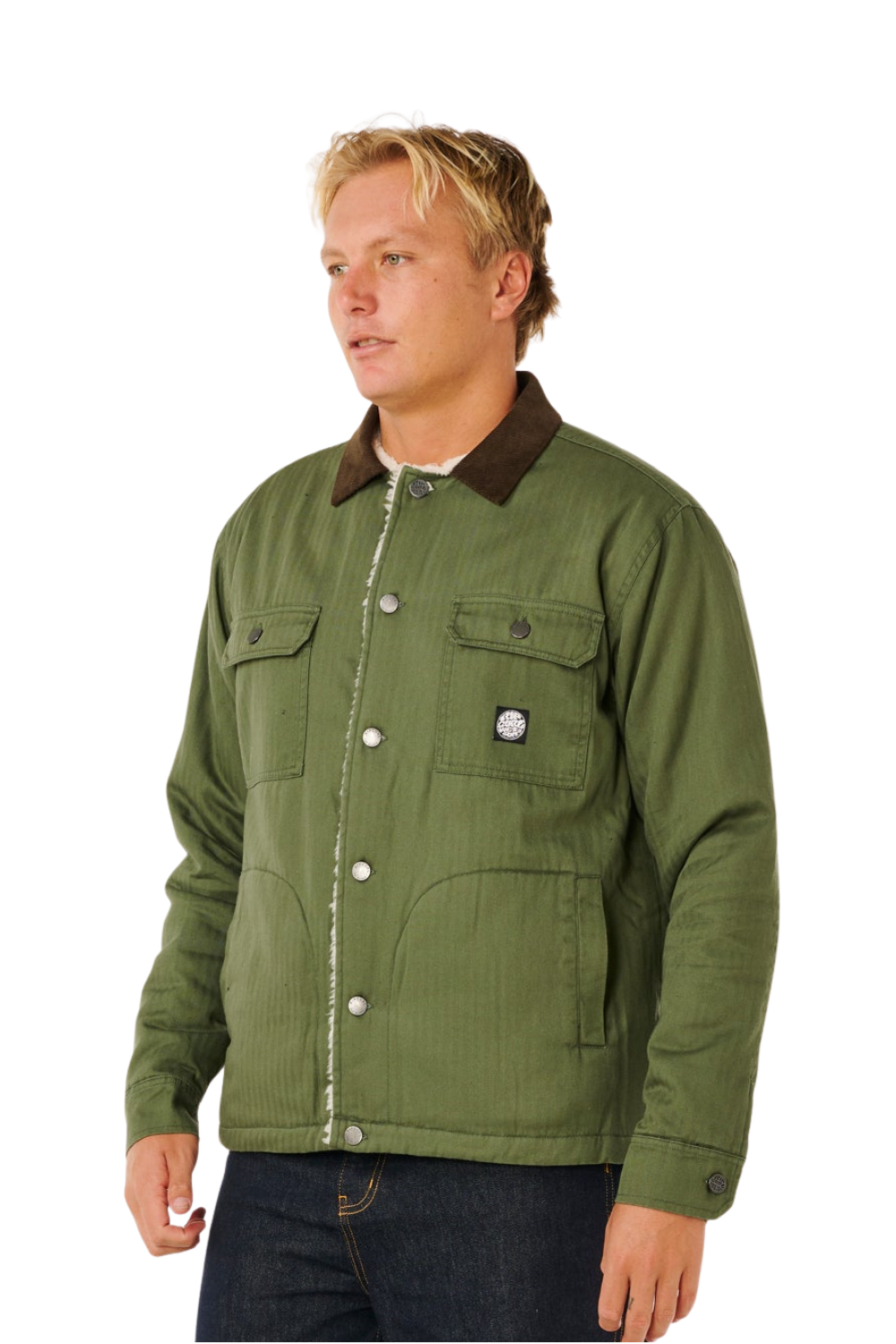 Rip Curl Premium Surf Mens Sherpa Jacket Dark Olive