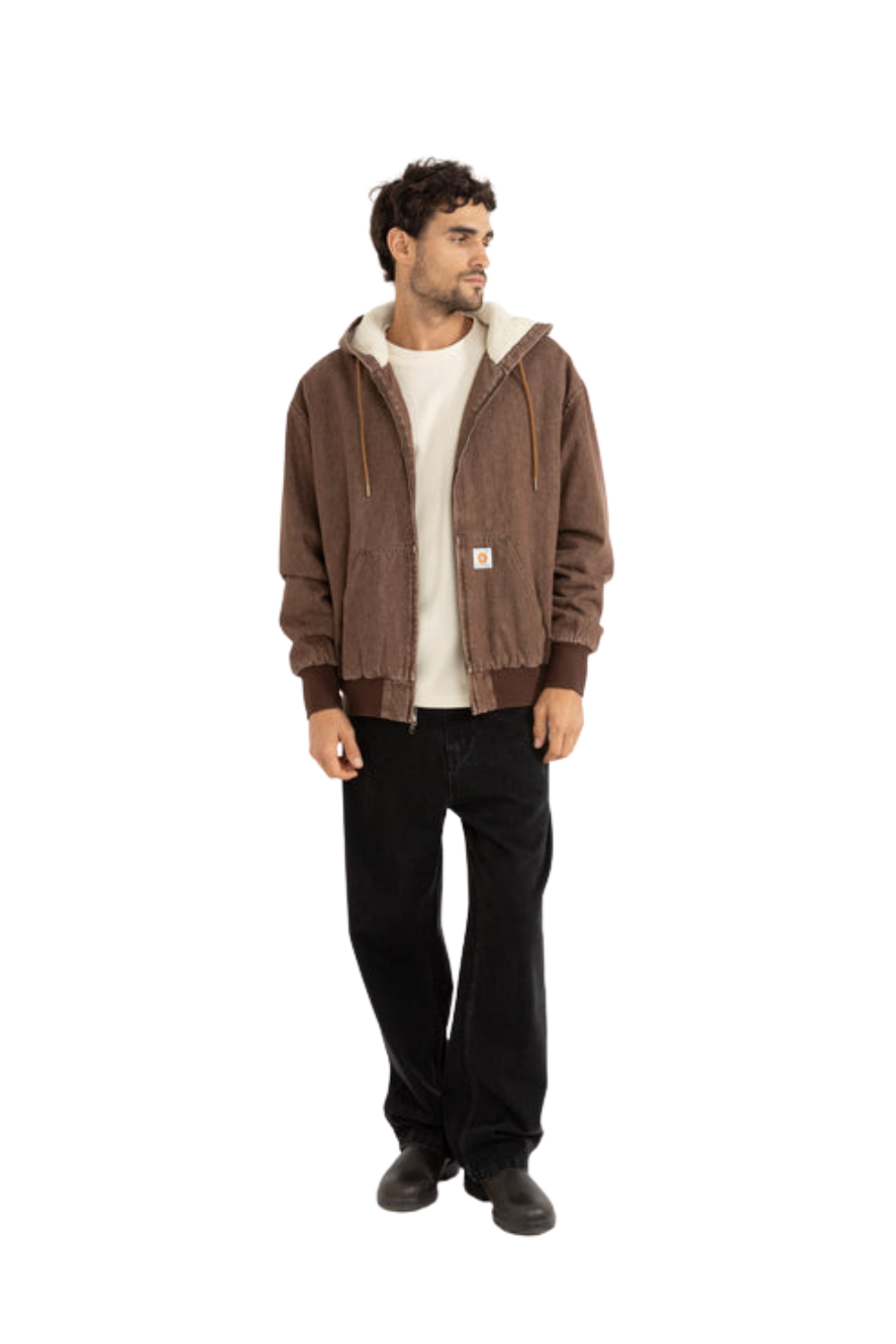 Rhythm Insulated Denim Work Jacket Washed Brown