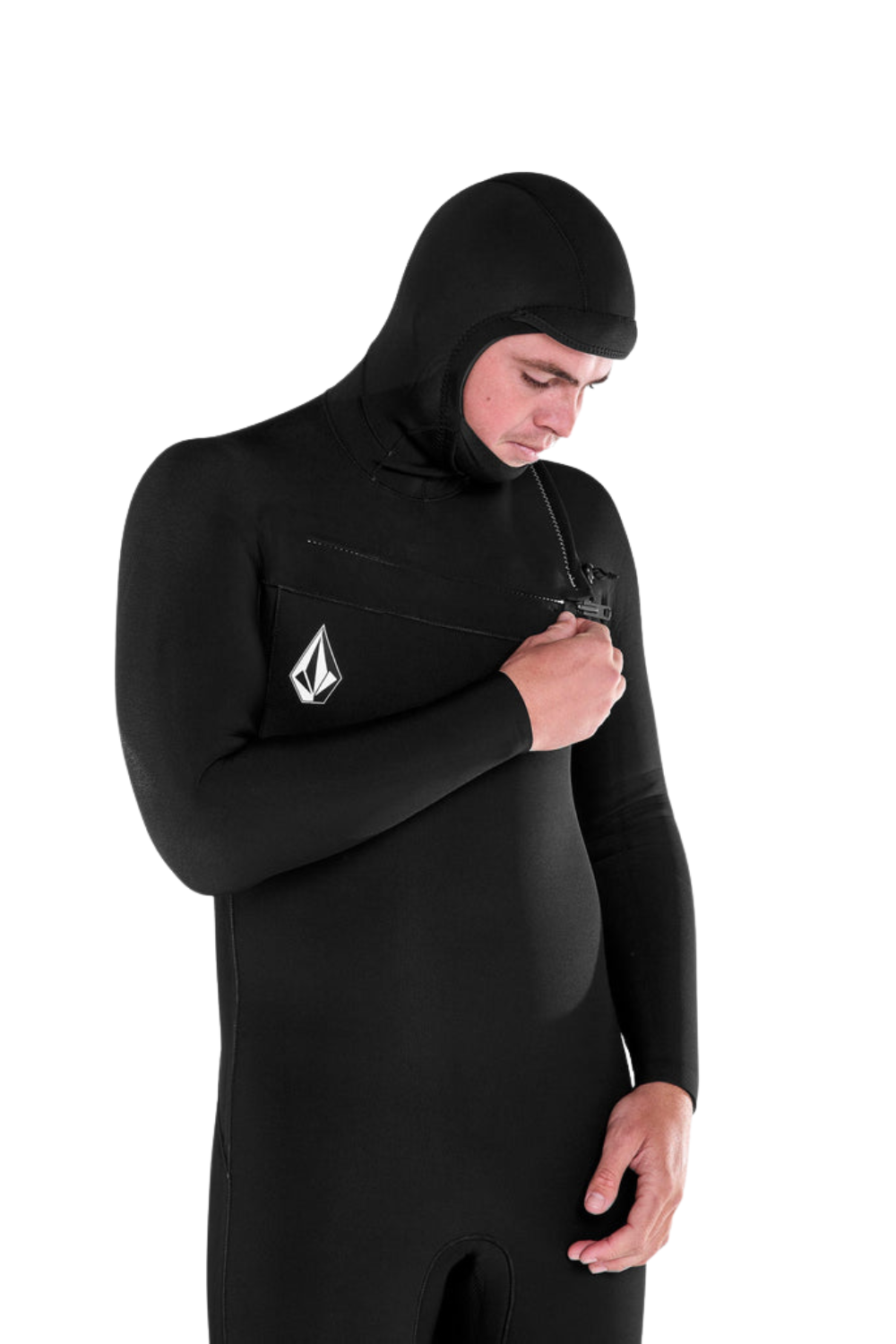 Volcom Mens Modulator 5/4/3mm Chest Zip Wetsuit With Hood Black