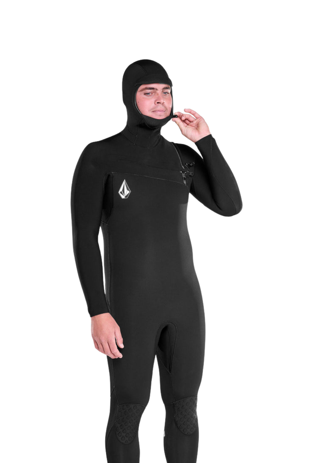 Volcom Mens Modulator 5/4/3mm Chest Zip Wetsuit With Hood Black