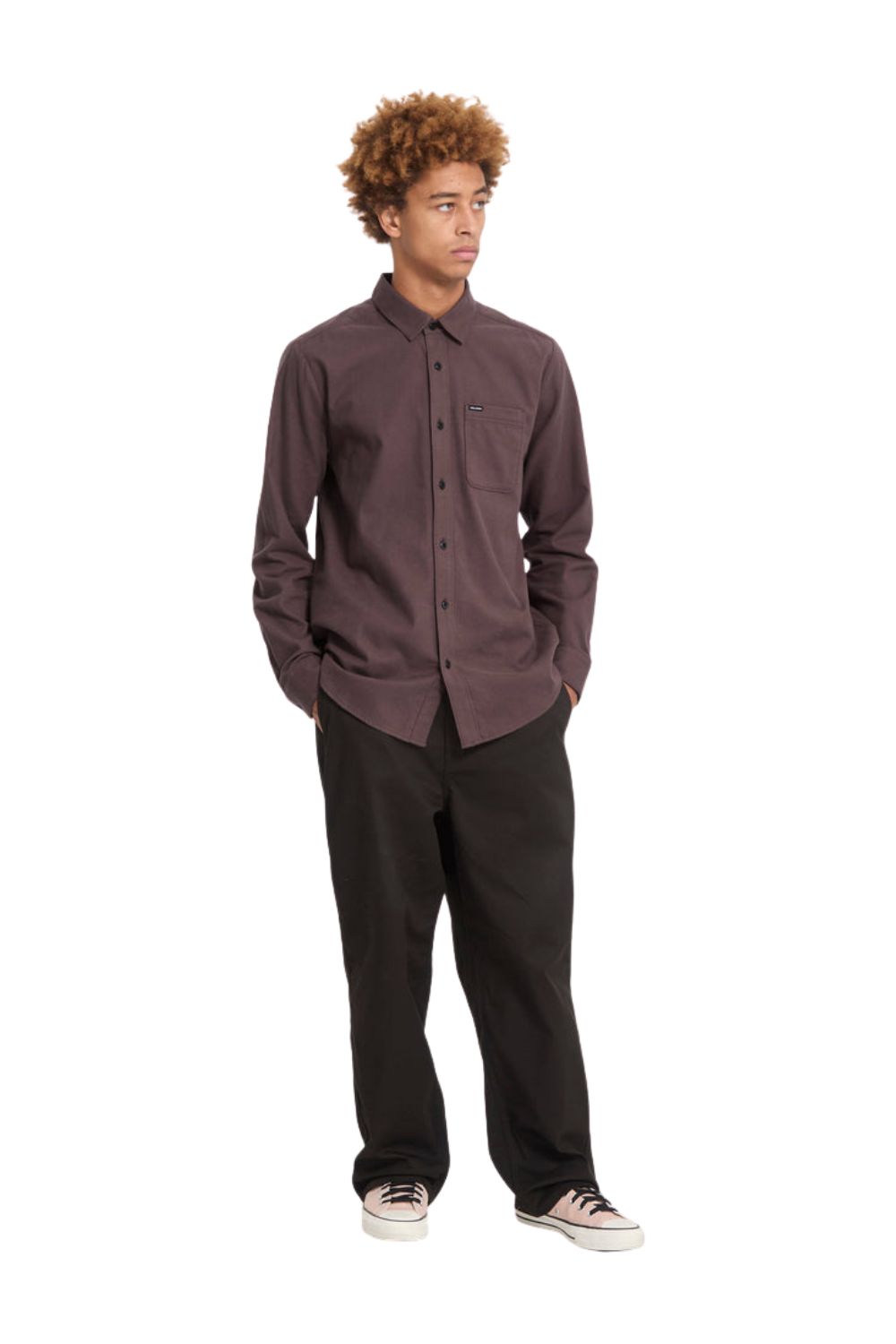 Volcom Caden Solid Mens Shirt Raisin