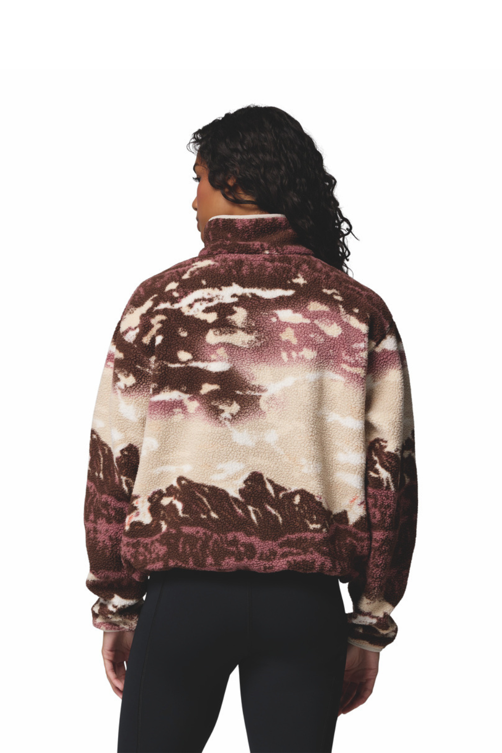 Columbia Helvetia II Printed Cropped Half Snap Fleece Safari Sisters Tobacco Sisters Dark Stone