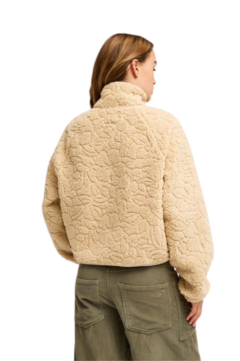 Roxy Blurry Cloud Womens Full Zip Relaxed Fleece Peeble Outline Mo