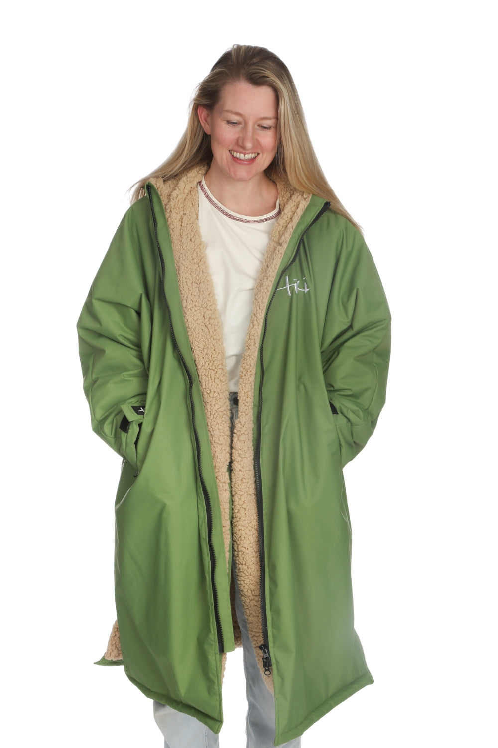 Tiki Tech Robe Green With Taupe Lining