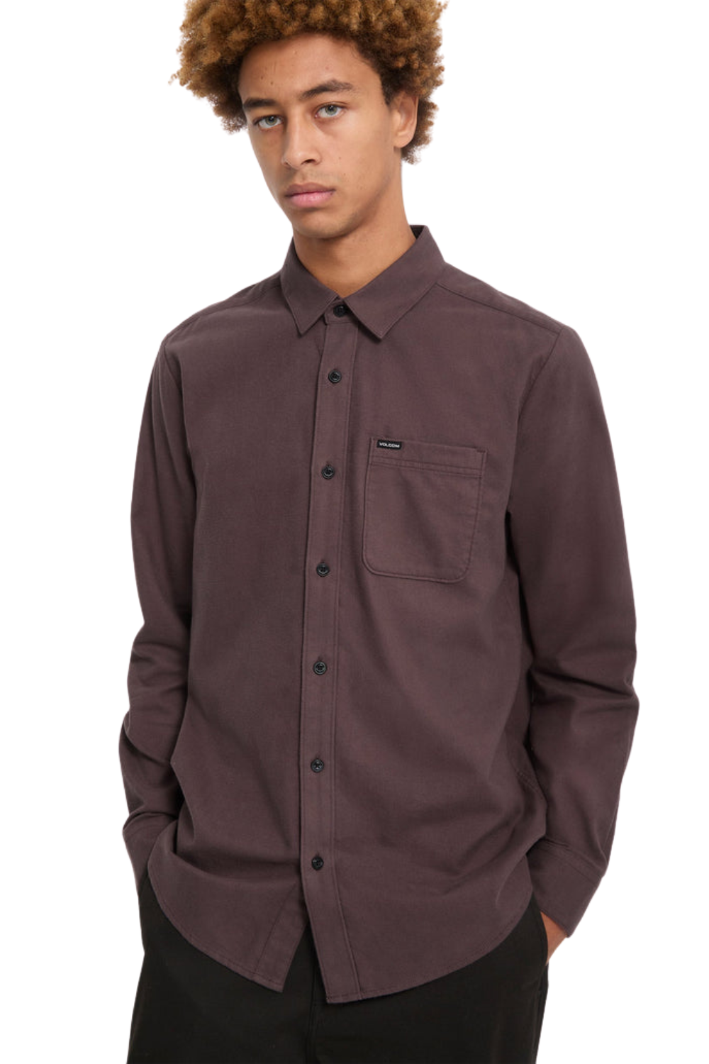 Volcom Caden Solid Mens Shirt Raisin