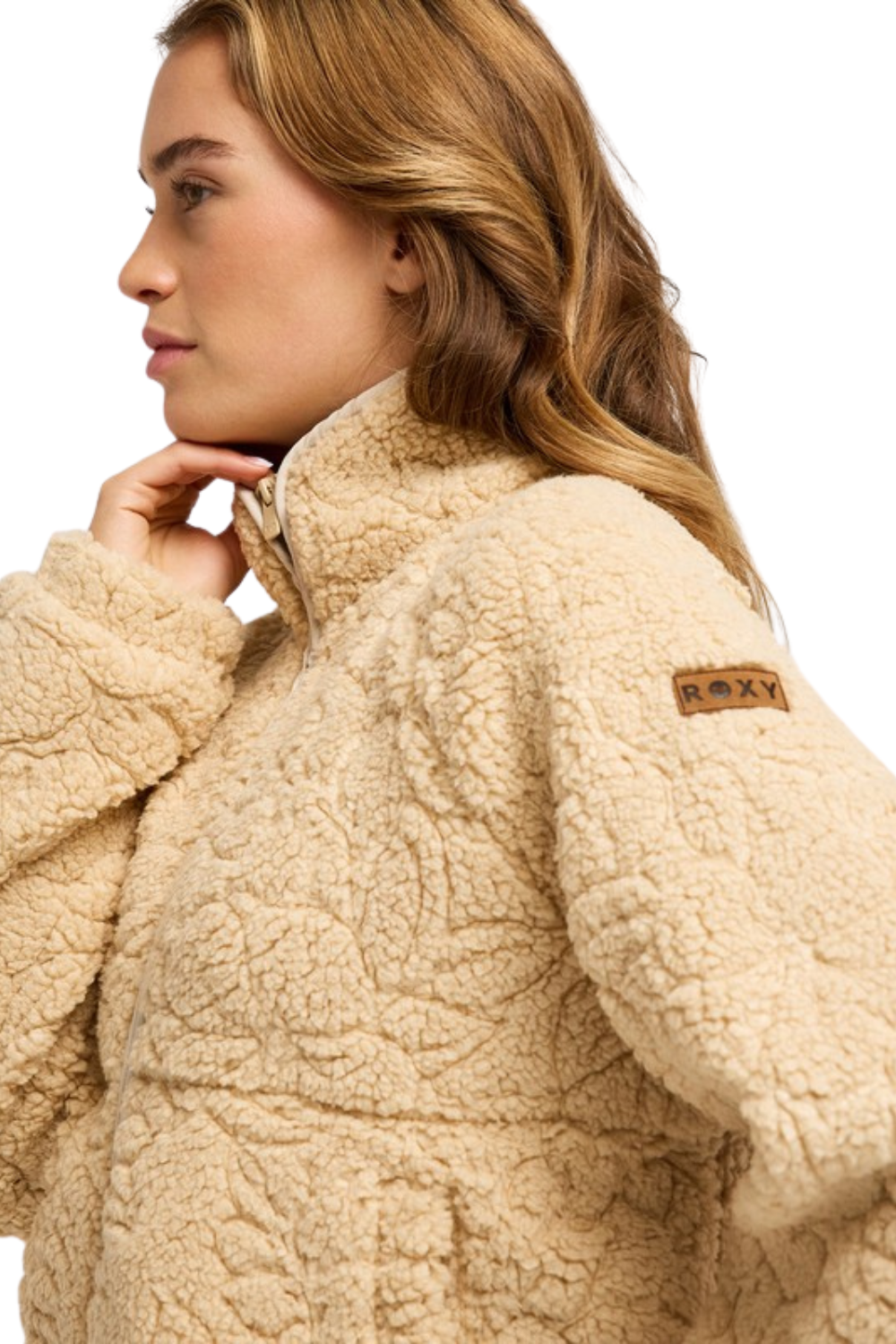 Roxy Blurry Cloud Womens Full Zip Relaxed Fleece Peeble Outline Mo