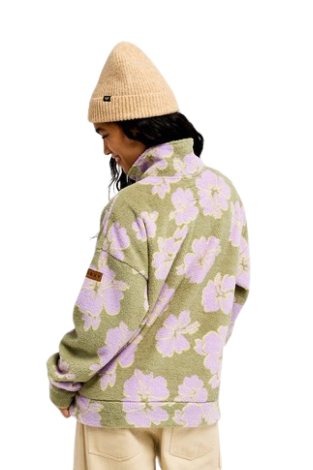 Roxy Live Out Loud Womens Half Zip Fleece Oil Green Hippy Shake