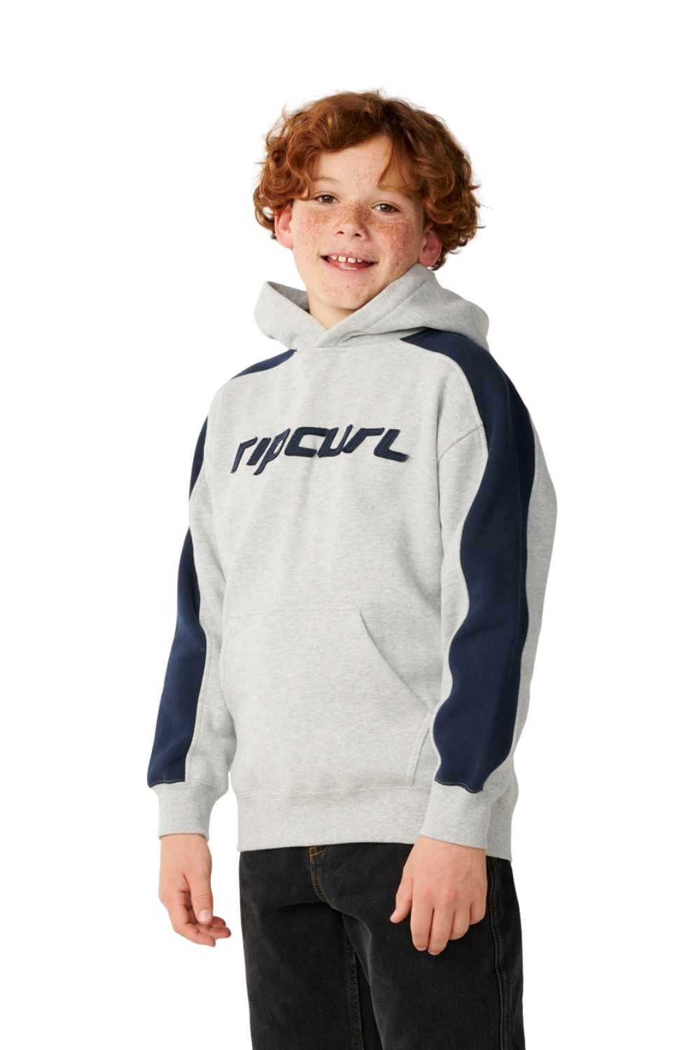 Rip Curl Archive Boys Panel Hoodie Grey Marle
