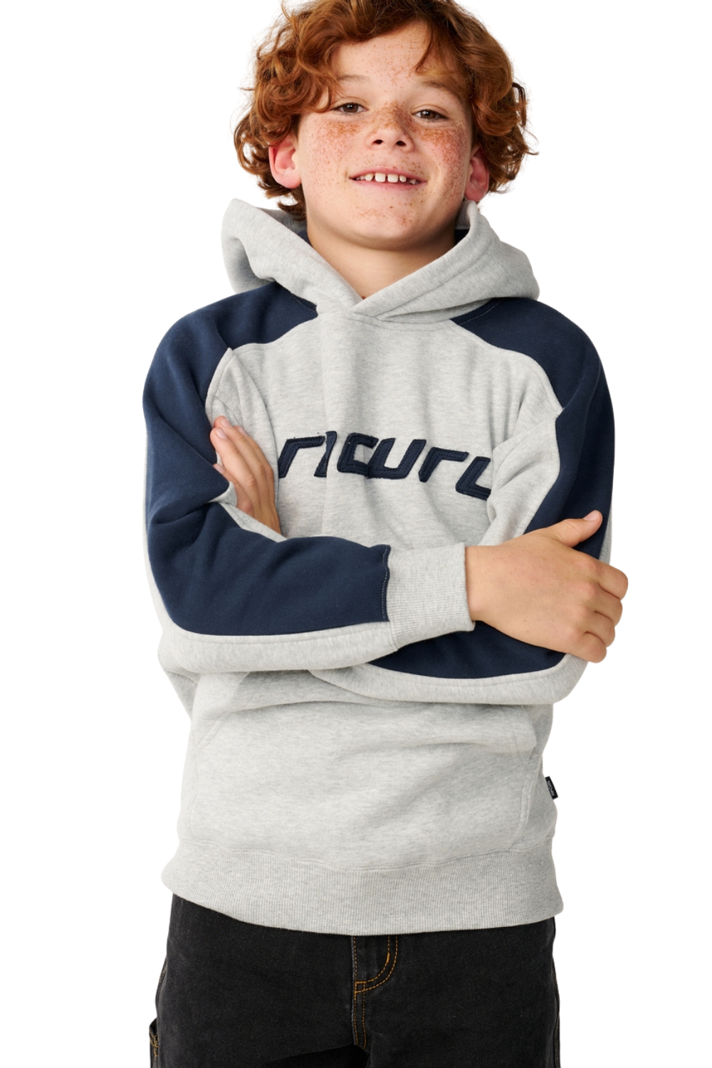 Rip Curl Archive Boys Panel Hoodie Grey Marle