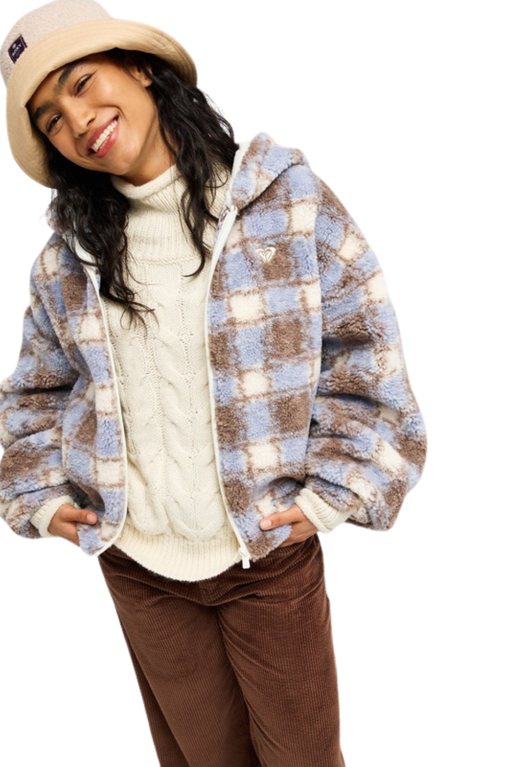 Roxy Take It Ok Womens Hooded Full Zip Fleece Coconut Milk
