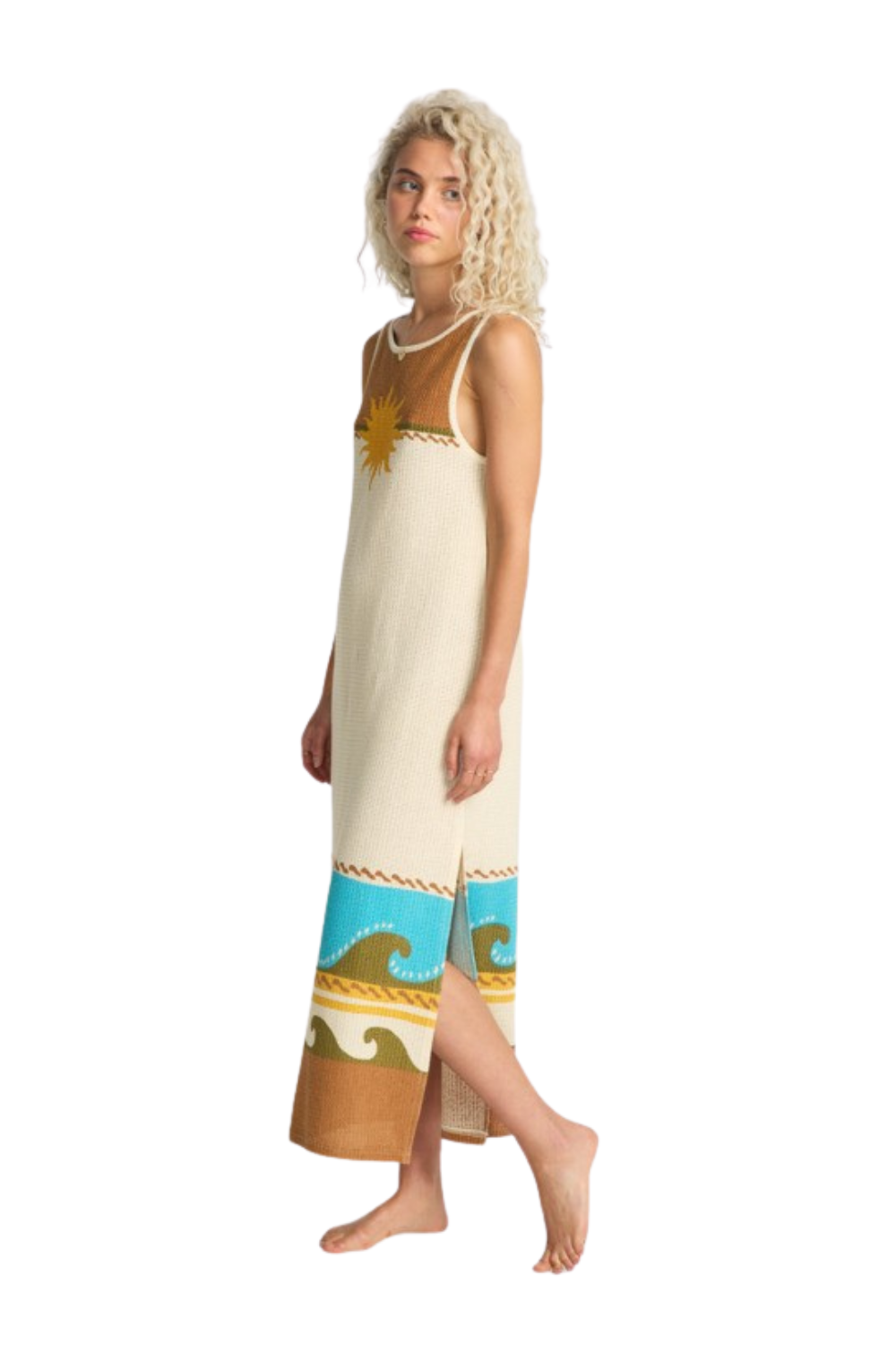 Billabong Solar Babe Midi Crochet Beach Dress Caramel Cafe