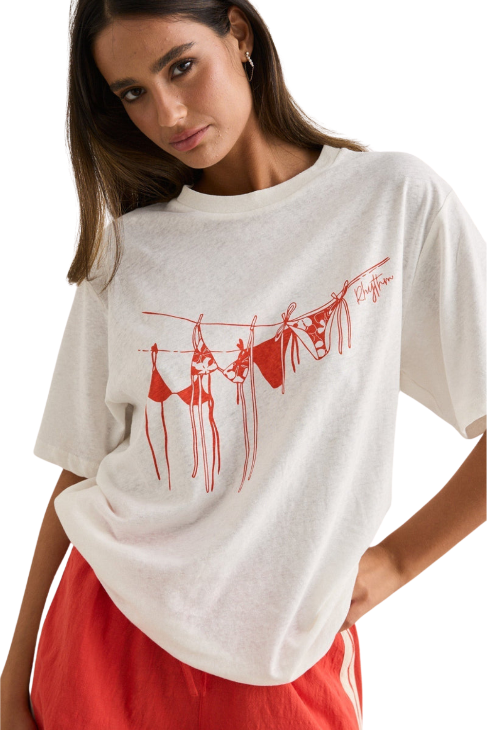 Rhythm Melia Womens Oversized T-Shirt Red