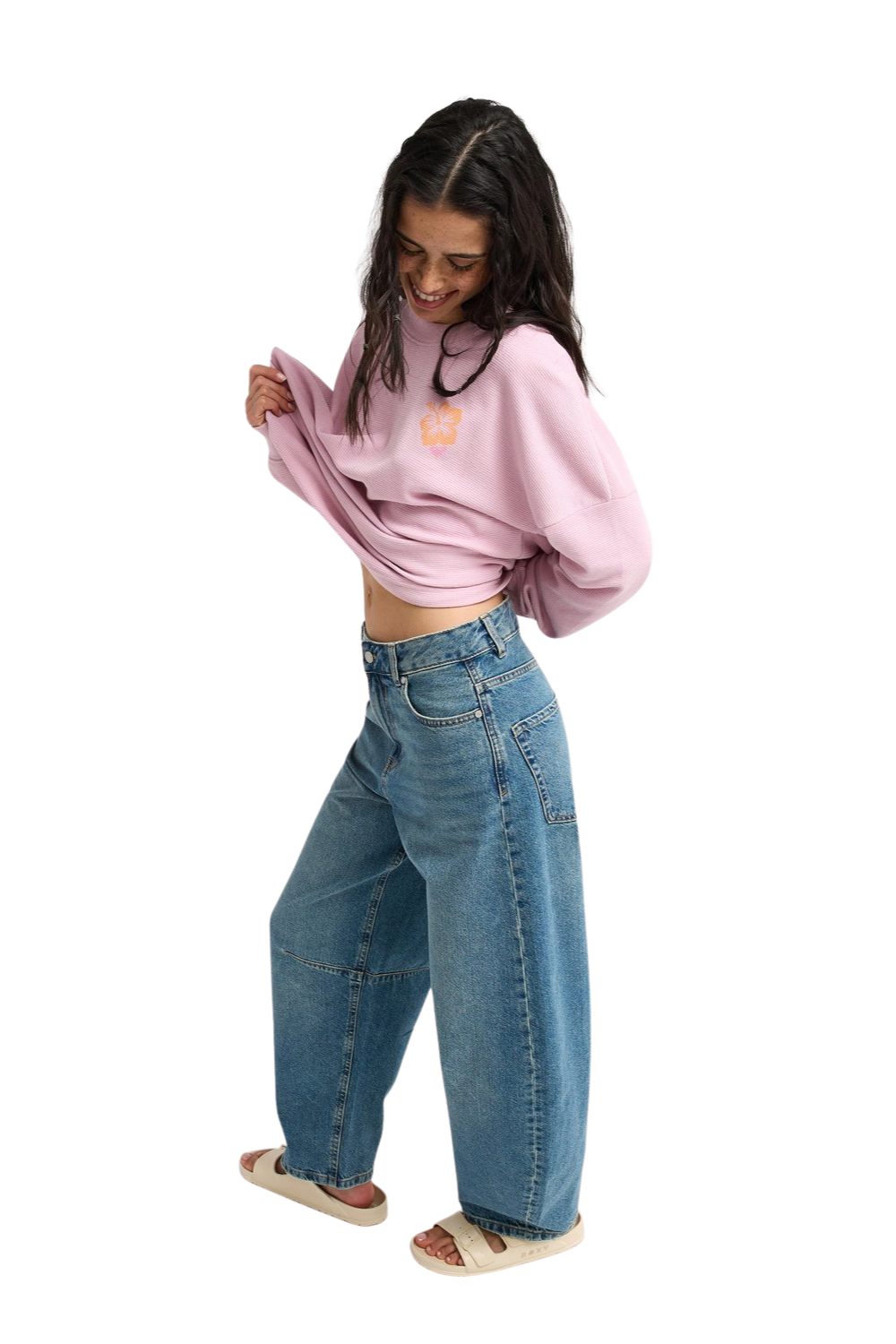 Roxy Saltywater Glow Womens Loose Fit Jeans Surf Wash Sandy