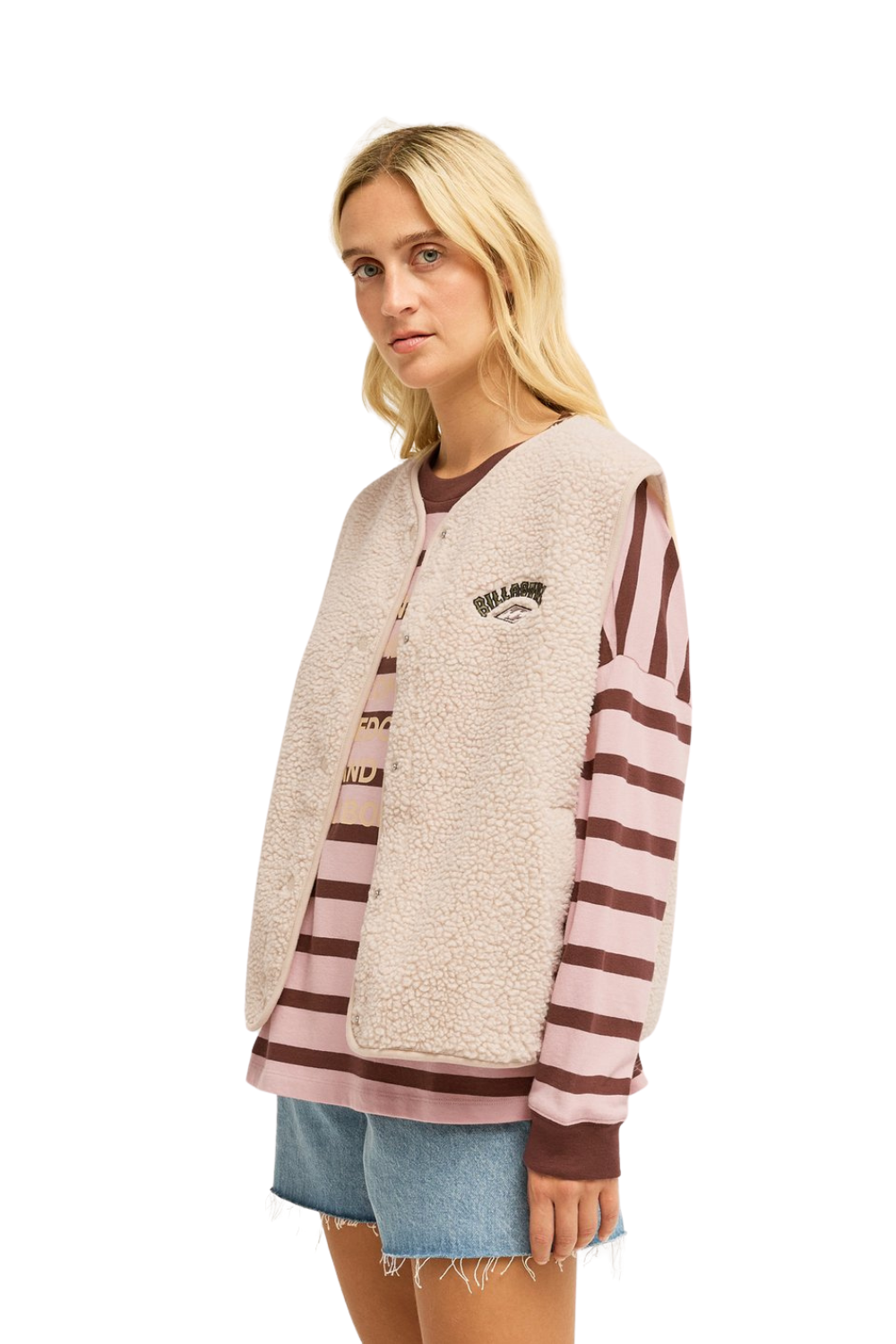 Billabong Be Happy Womens Fleece Vest Whitecap