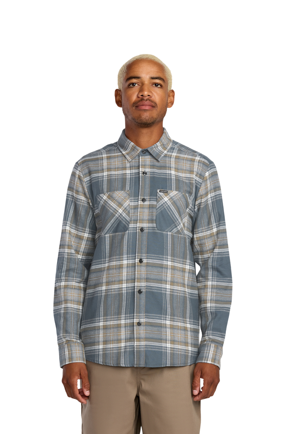 Volcom Netastone Flannel Long Sleeve Shirt Dark Slate