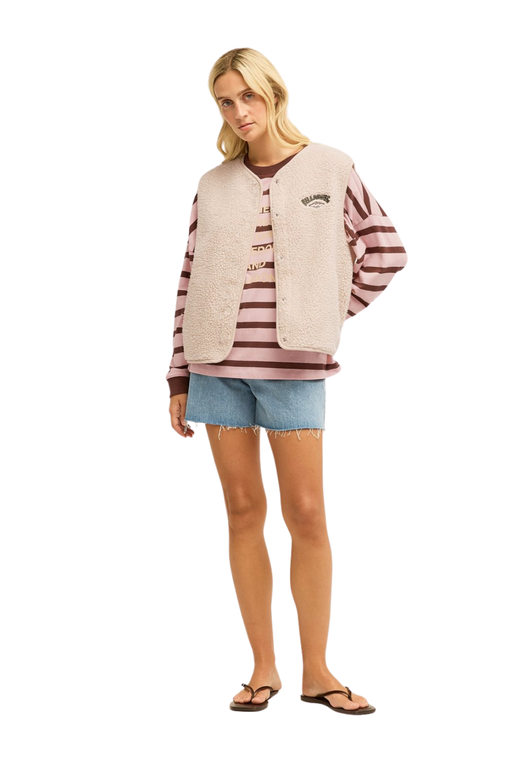 Billabong Be Happy Womens Fleece Vest Whitecap