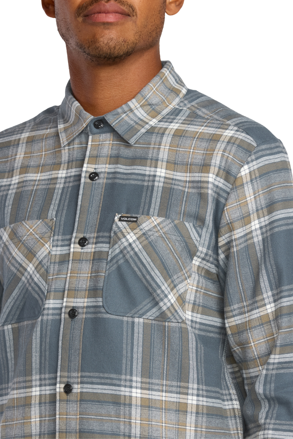 Volcom Netastone Flannel Long Sleeve Shirt Dark Slate