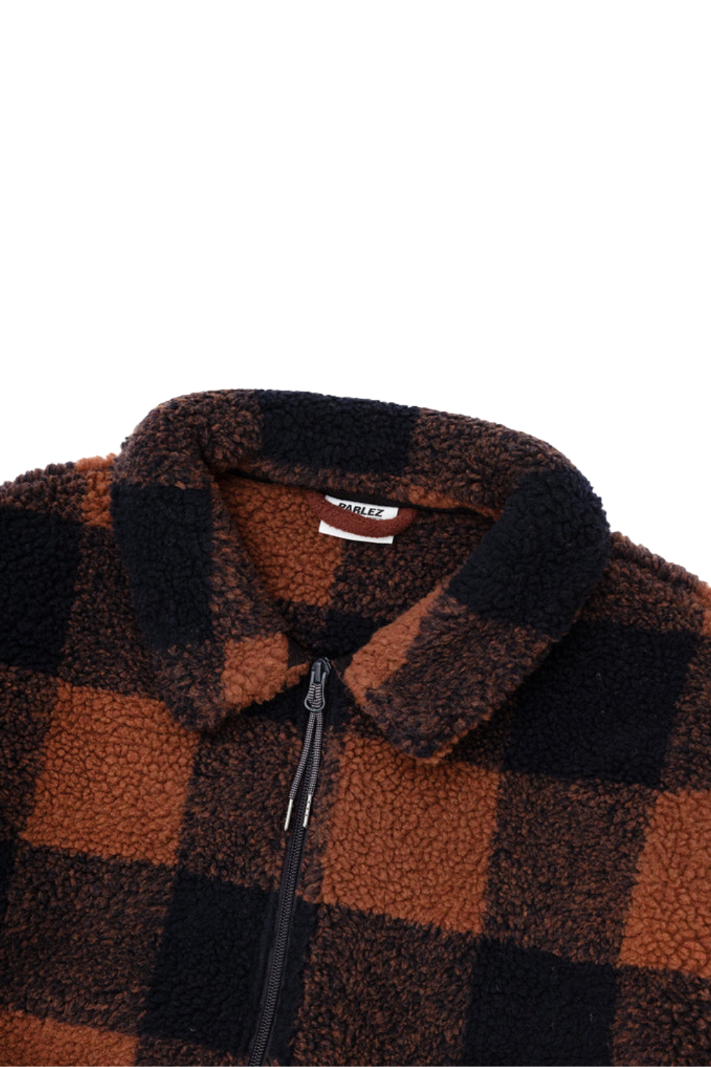 Parlez Province Mens Check Sherpa Jacket Walnut