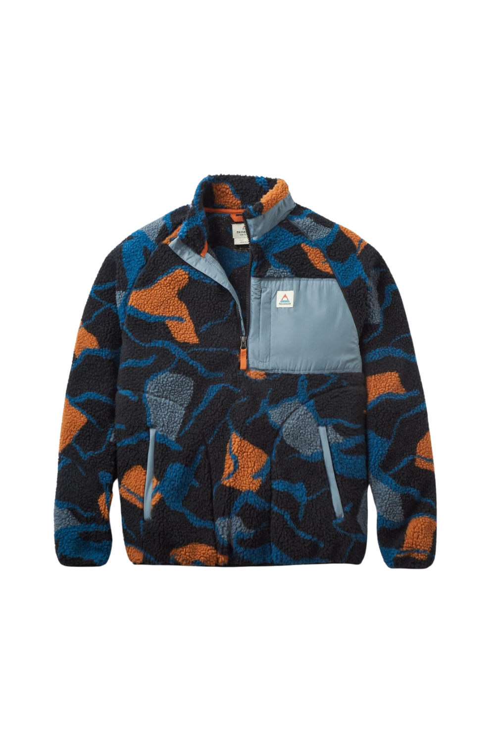 Passenger Offroad Recycled Sherpa 1/2 Zip Fleece Abstract Trails Black
