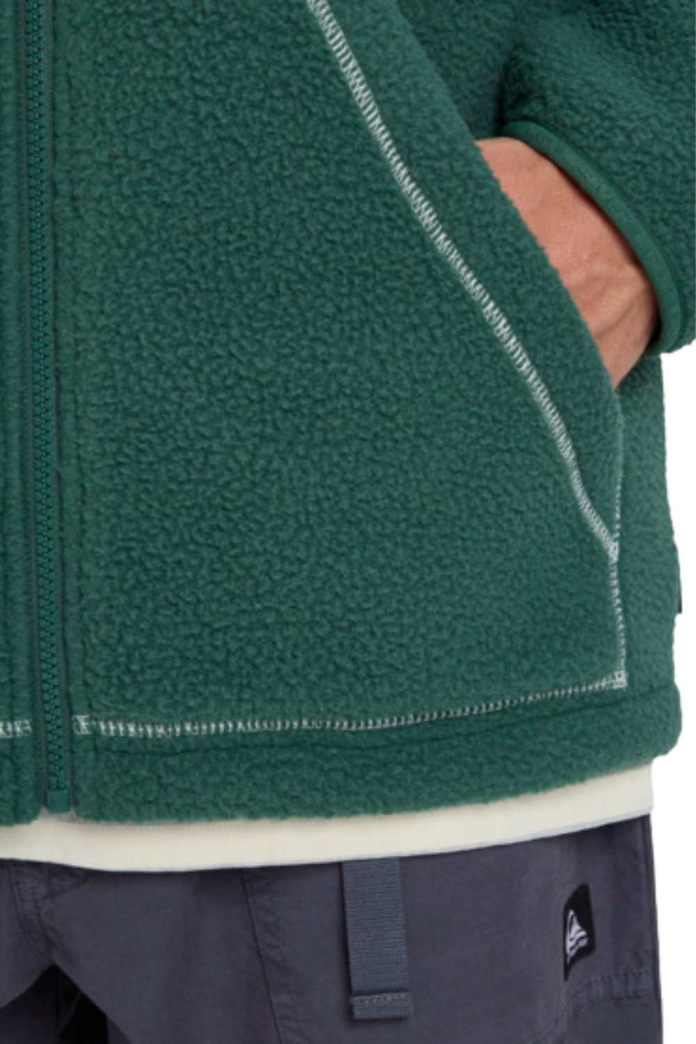 Quiksilver Mens Clean Coast Block Full Zip Fleece Trekking Green