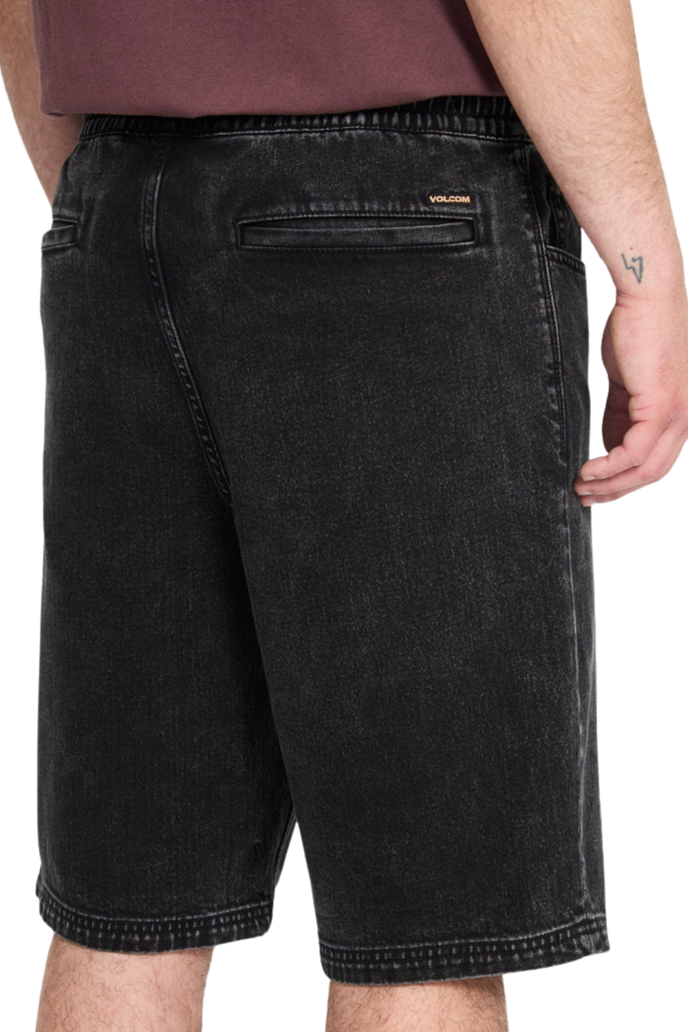 Volcom Freazy Denim Mens Elasticated Waist 22" Shorts Blackity Black