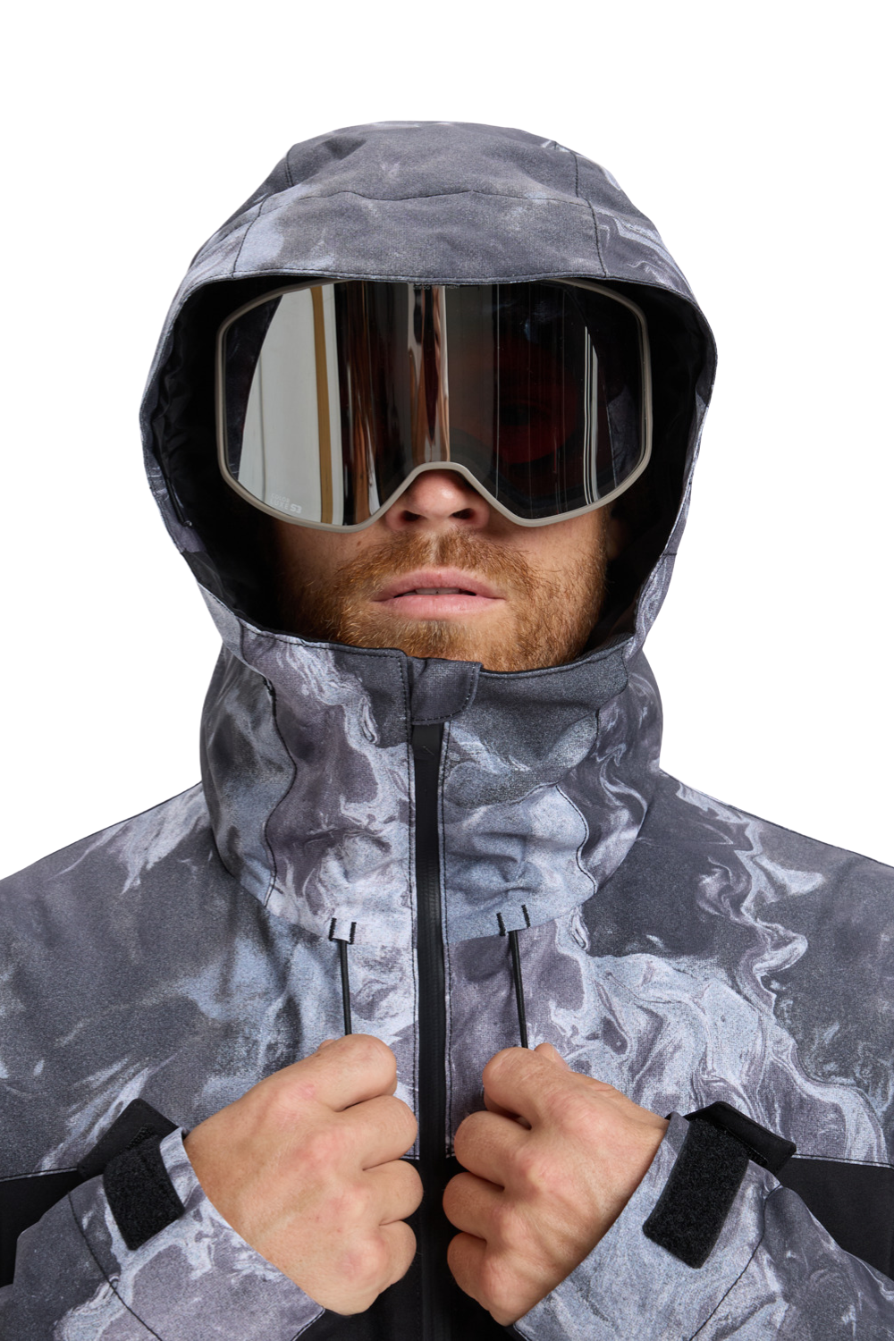 Quiksilver Mens Sycamore Printed Technical Snow Jacket Thermostamp Grayscale