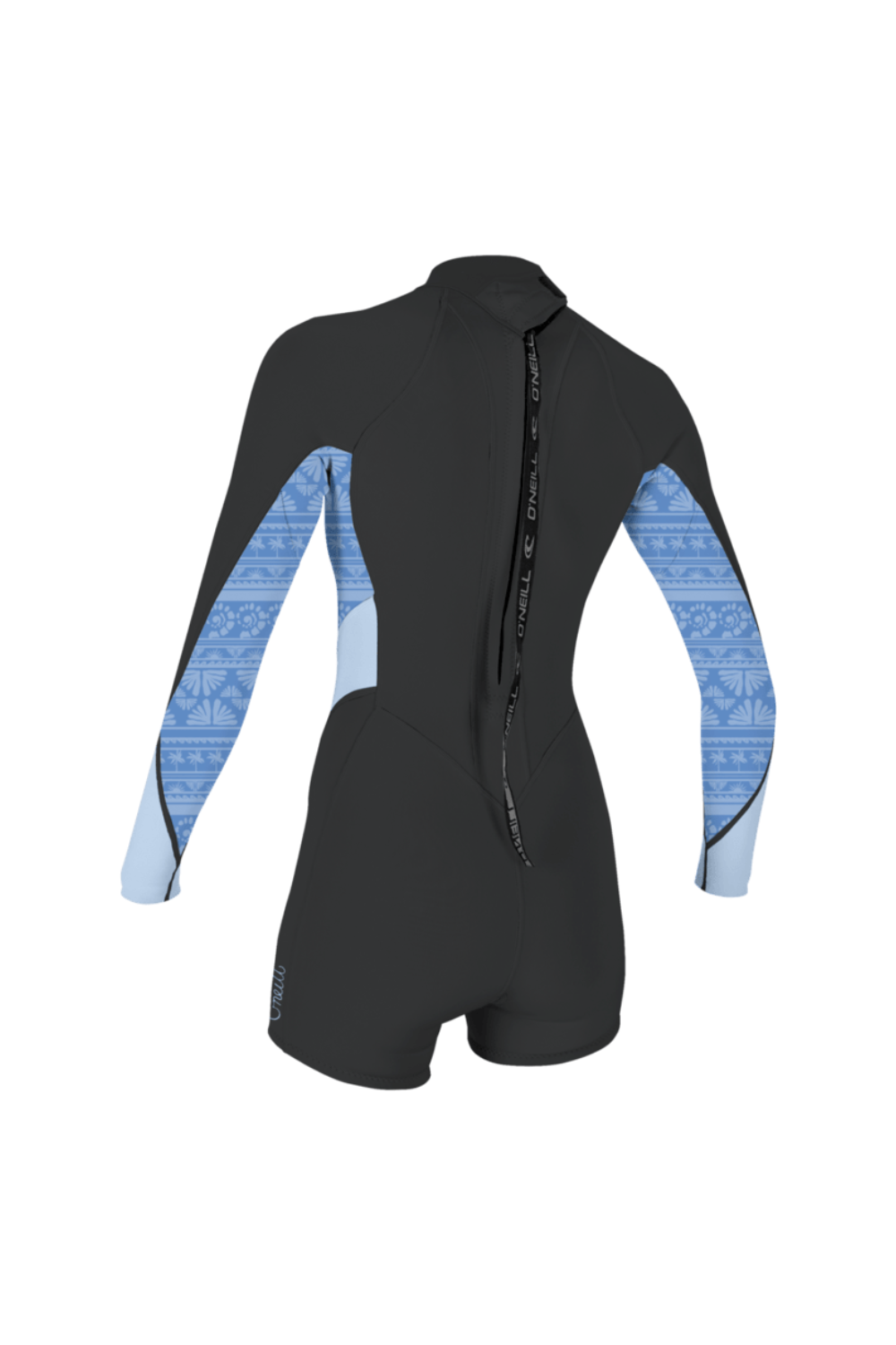 O'Neill Bahia 2/1mm Womens Spring Wetsuit Long Sleeve Back Zip Tempered Steel/Surf Abstract/Chambray Blue