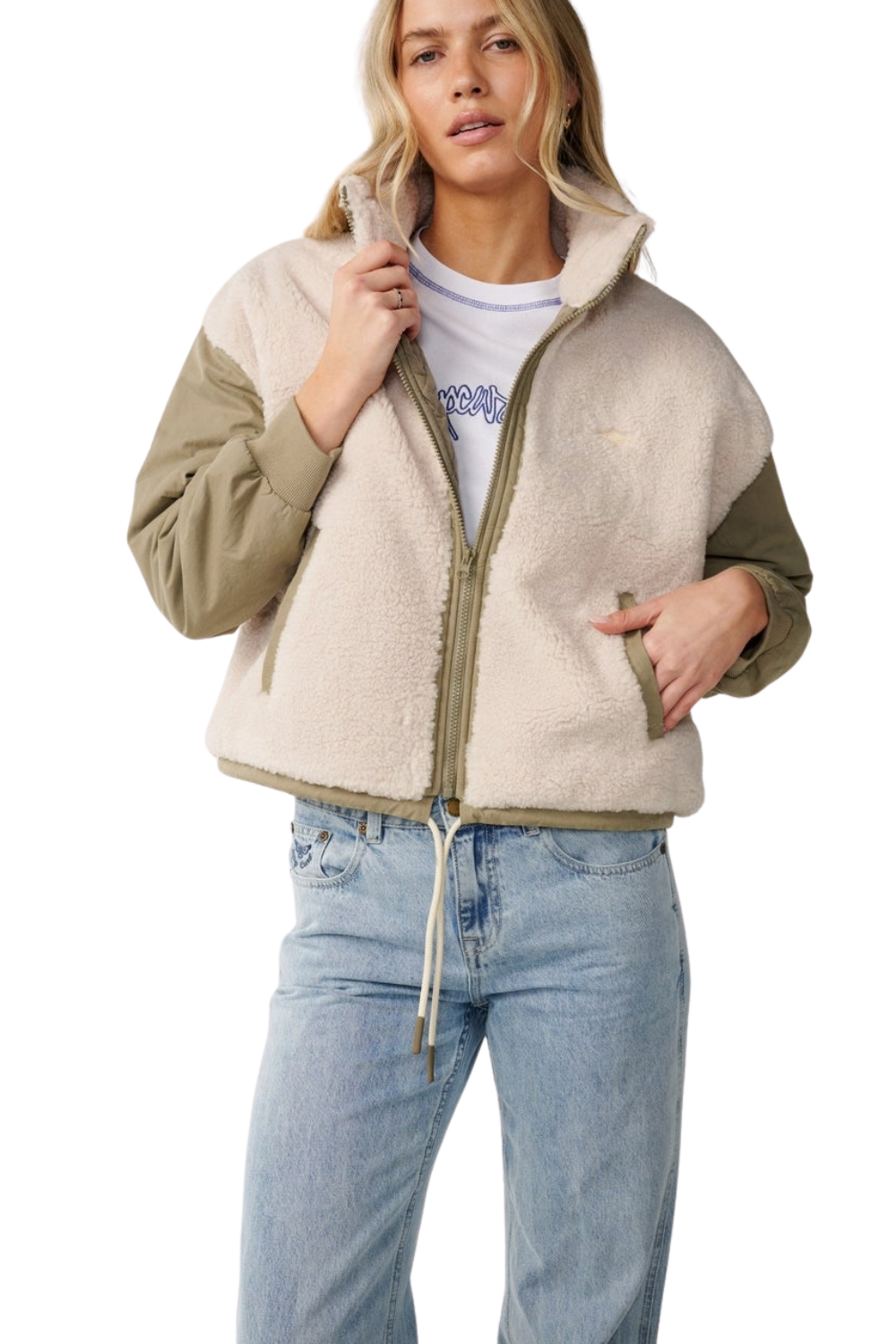 Rip Curl Venture Womens Sherpa Jacket Olive